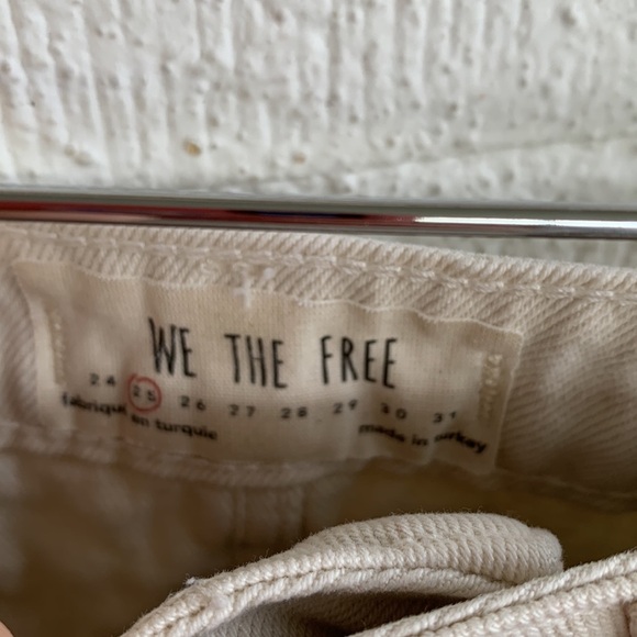 Free People Denim A line Worn White Distressed Exposed Button Fly Mini Skirt 25 - Picture 5 of 7